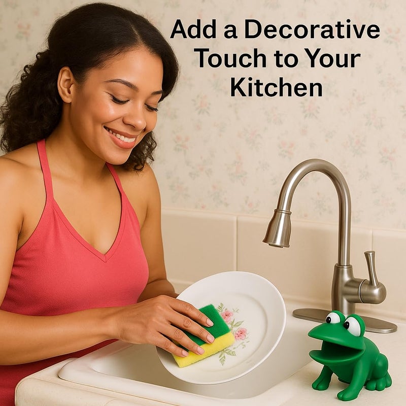 Dependable Products Animal Shape Novelty Kitchen Sponge Holder and Sponge Choice of Frog or Duck (Green Frog) - Image 5